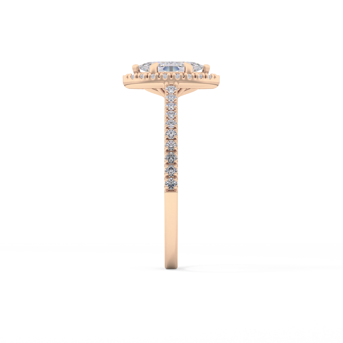 Marquise Cut 0.42 Carat Moissanite Ring – Halo & Pave Setting in Gold