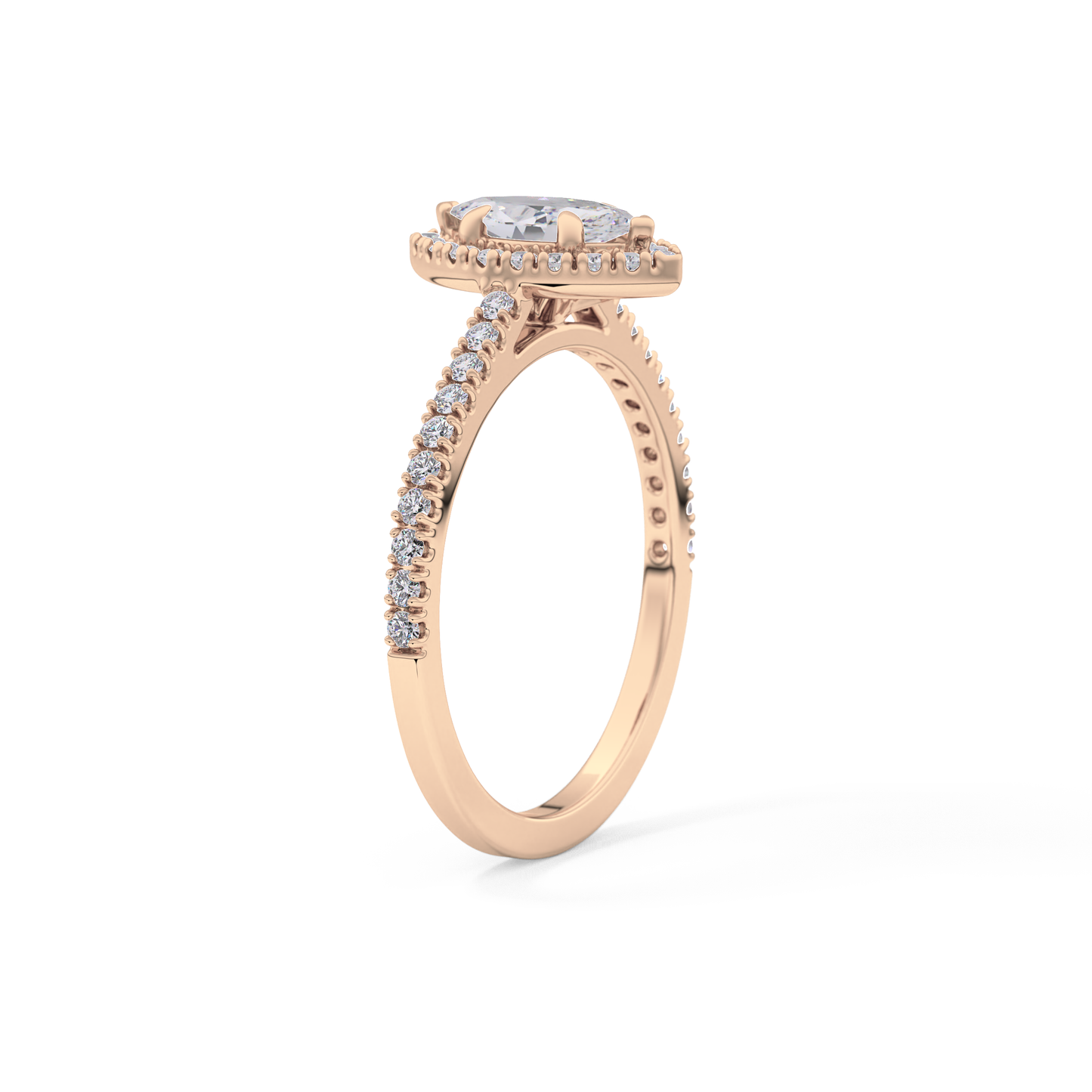 Marquise Cut 0.42 Carat Moissanite Ring – Halo & Pave Setting in Gold