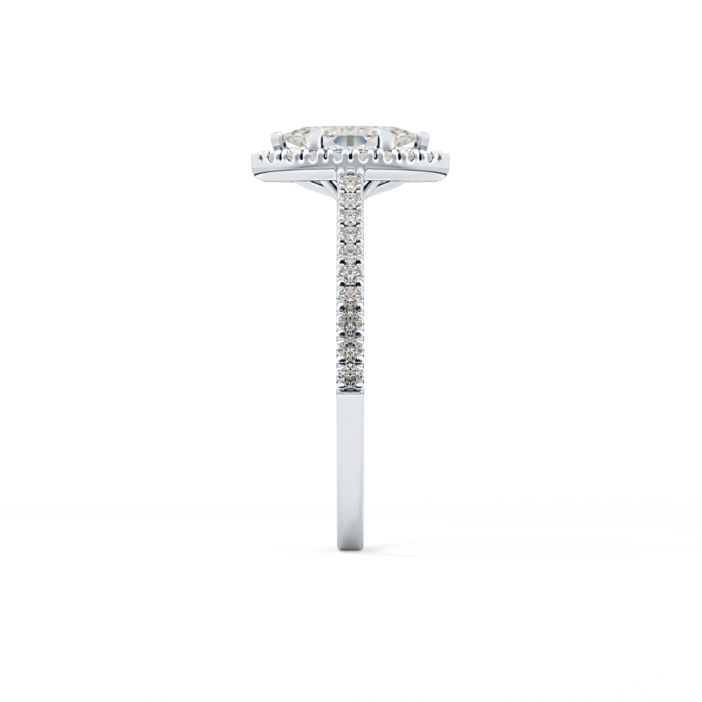 Marquise Cut 0.42 Carat Moissanite Ring – Halo & Pave Setting in Gold 10