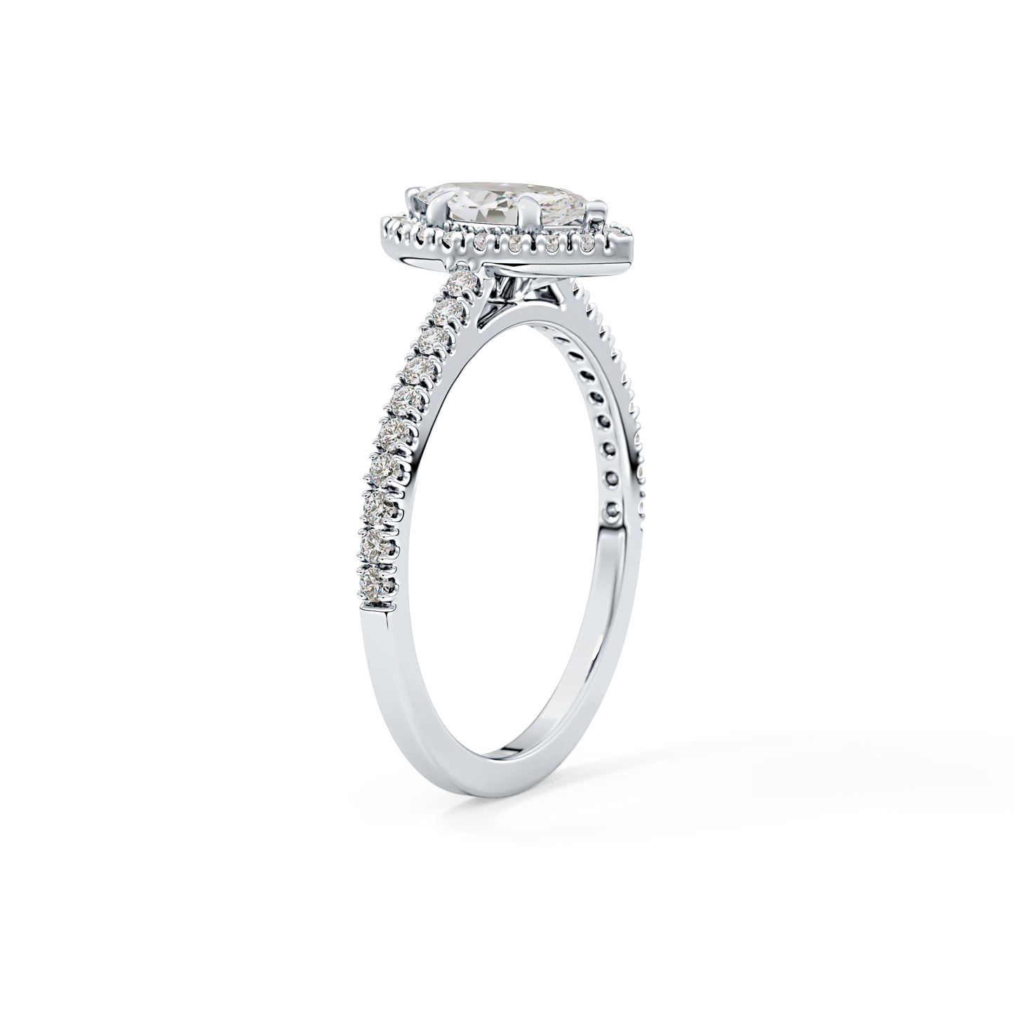 Marquise Cut 0.42 Carat Moissanite Ring – Halo & Pave Setting in Gold 12