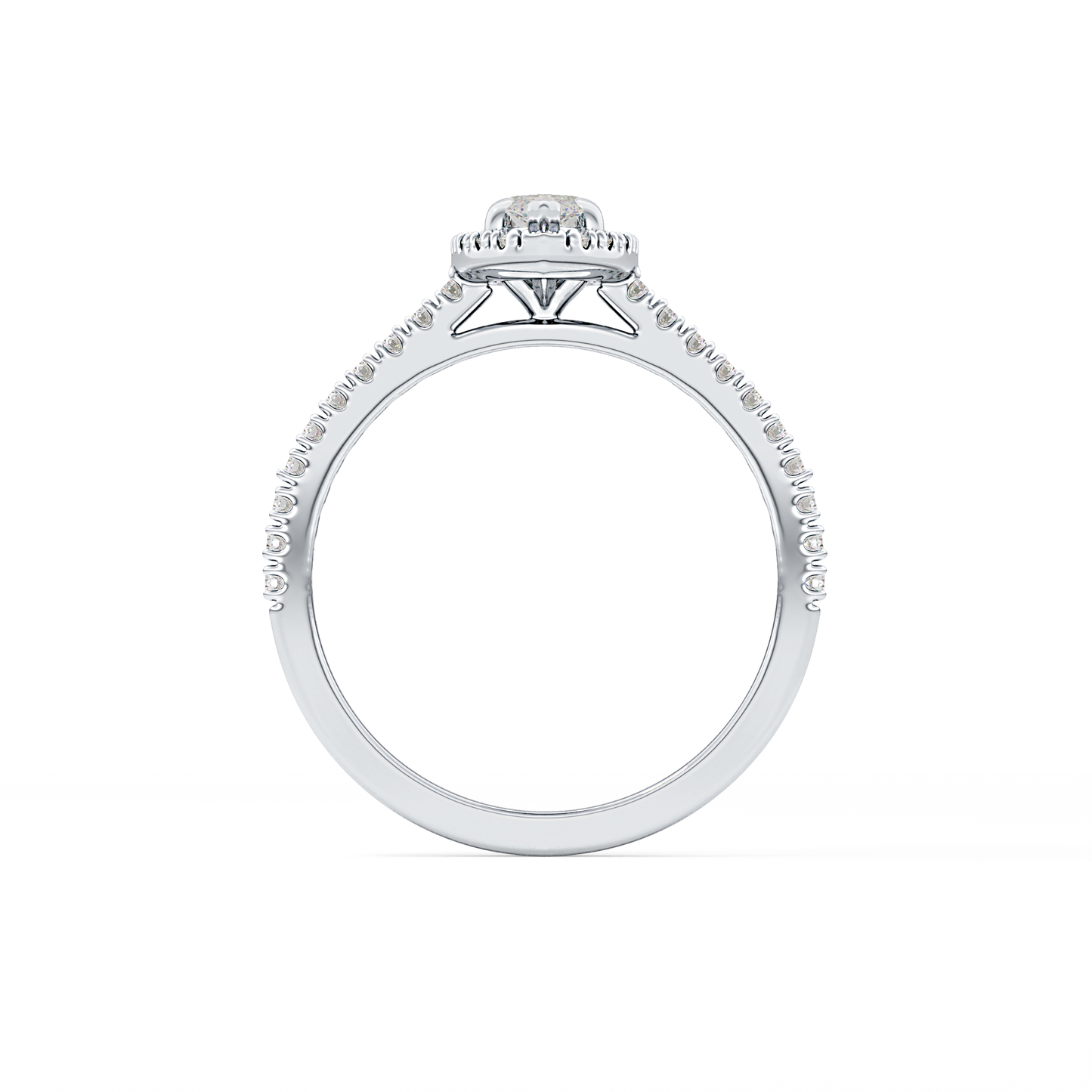 Marquise Cut 0.42 Carat Moissanite Ring – Halo & Pave Setting in Gold 11