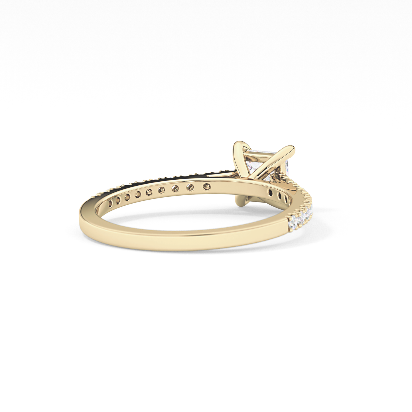 Princess Cut 0.57 Carat Moissanite Ring – Pave Setting in Gold