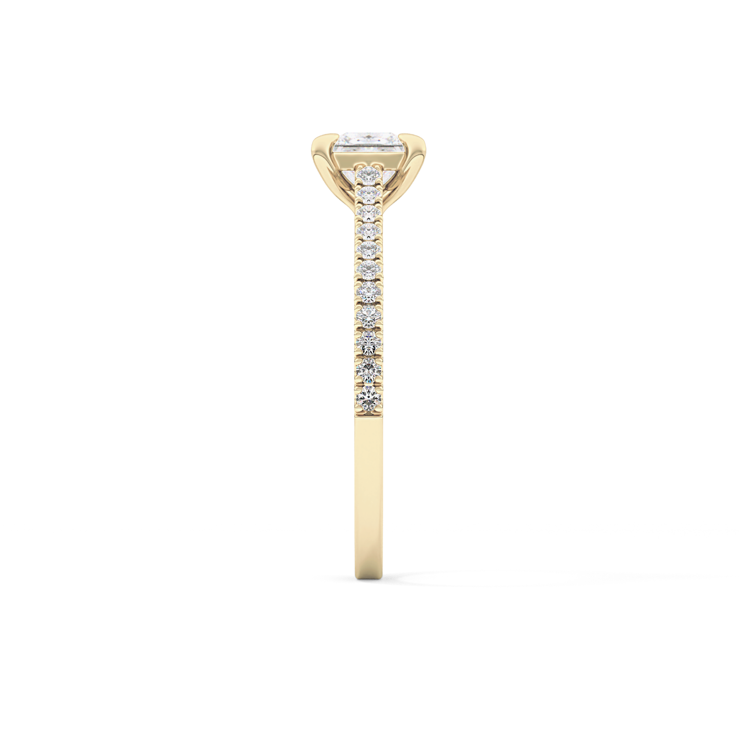 Princess Cut 0.57 Carat Moissanite Ring – Pave Setting in Gold