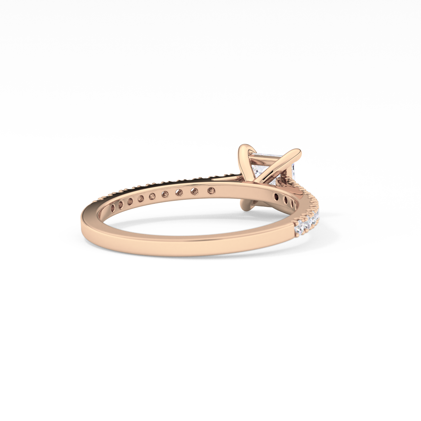 Princess Cut 0.57 Carat Moissanite Ring – Pave Setting in Gold