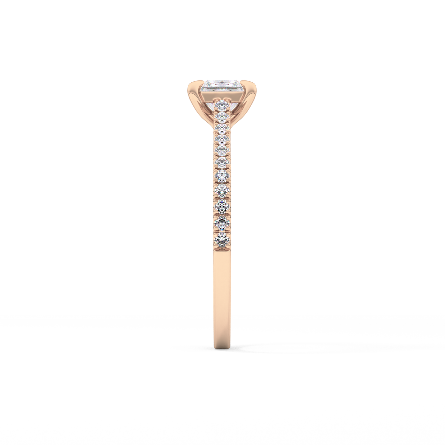 Princess Cut 0.57 Carat Moissanite Ring – Pave Setting in Gold