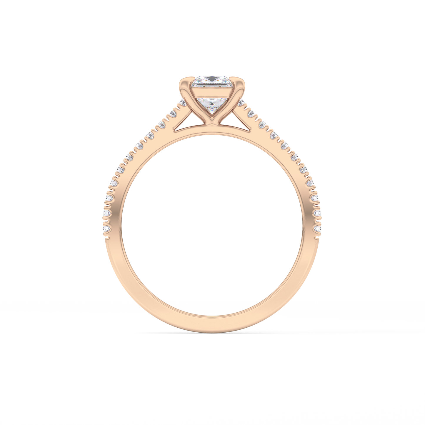Princess Cut 0.57 Carat Moissanite Ring – Pave Setting in Gold