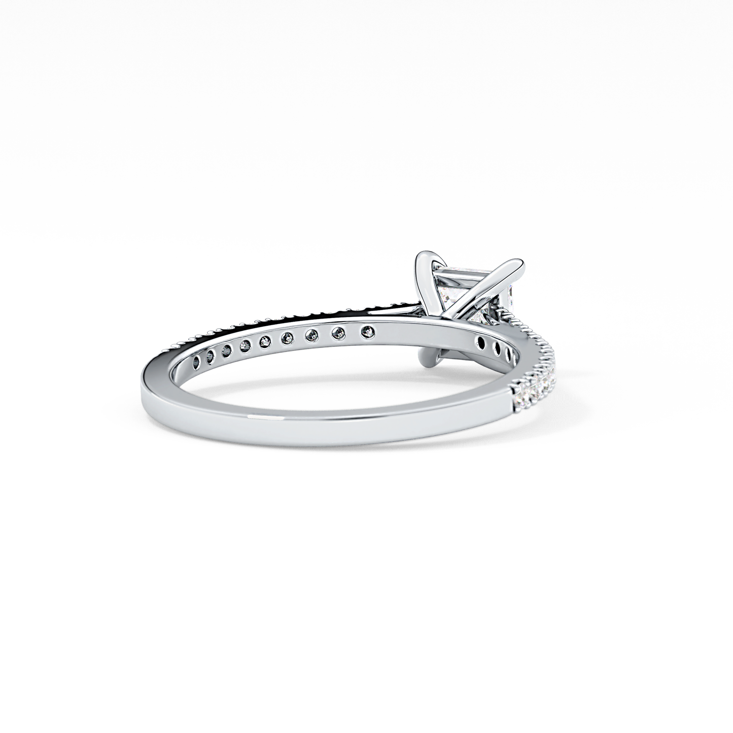Princess Cut 0.57 Carat Moissanite Ring – Pave Setting in Gold