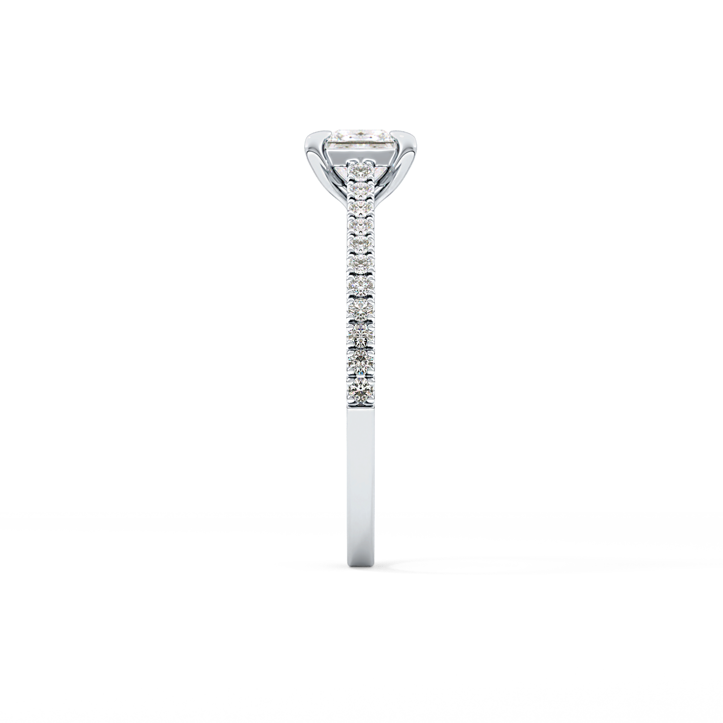 Princess Cut 0.57 Carat Moissanite Ring – Pave Setting in Gold