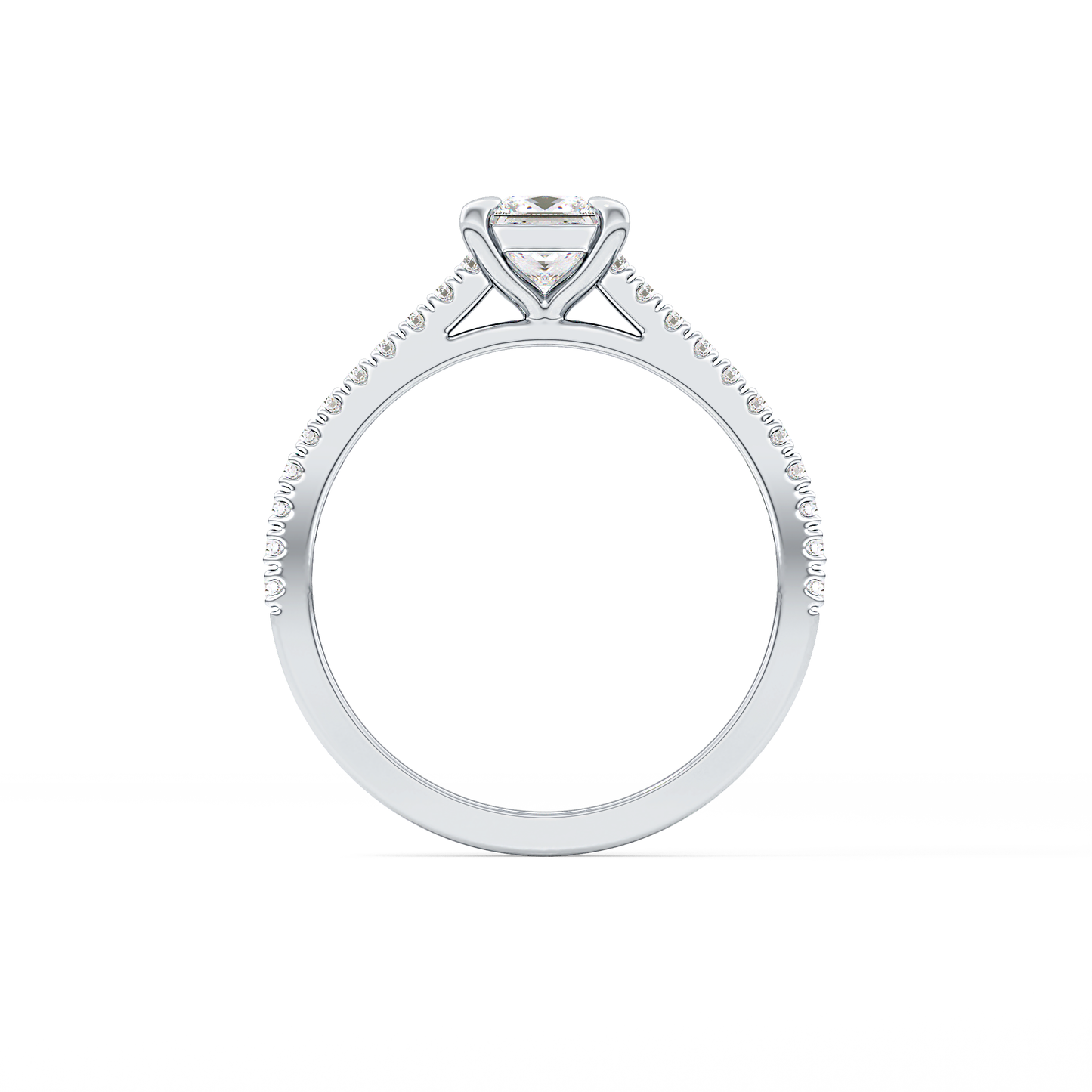 Princess Cut 0.57 Carat Moissanite Ring – Pave Setting in Gold