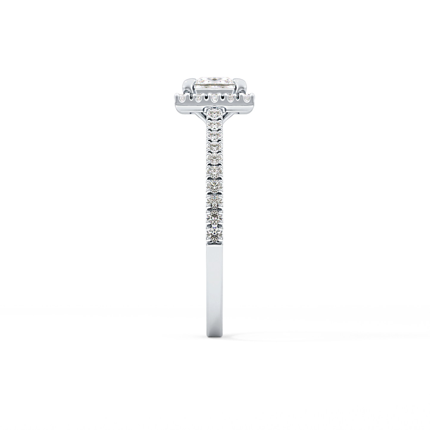 Princess Cut 0.57 Carat Moissanite Ring – Halo & Pave Setting in Gold