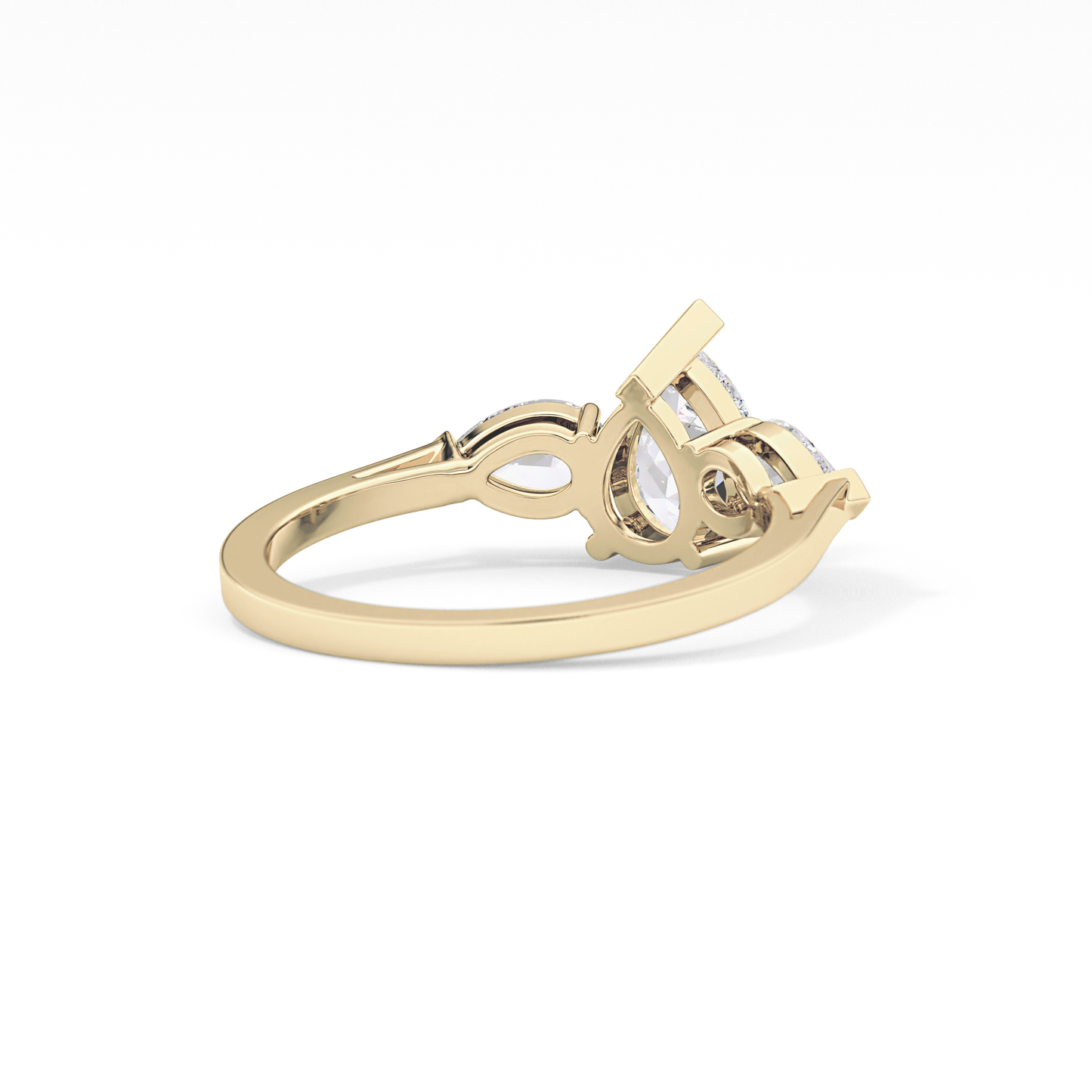 Pear Cut 0.81 Carat Moissanite Ring – Three Stones Setting in Gold