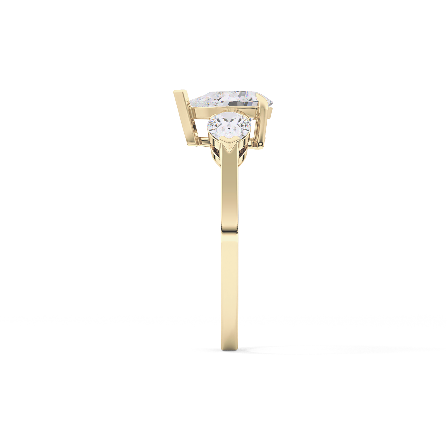 Pear Cut 0.81 Carat Moissanite Ring – Three Stones Setting in Gold