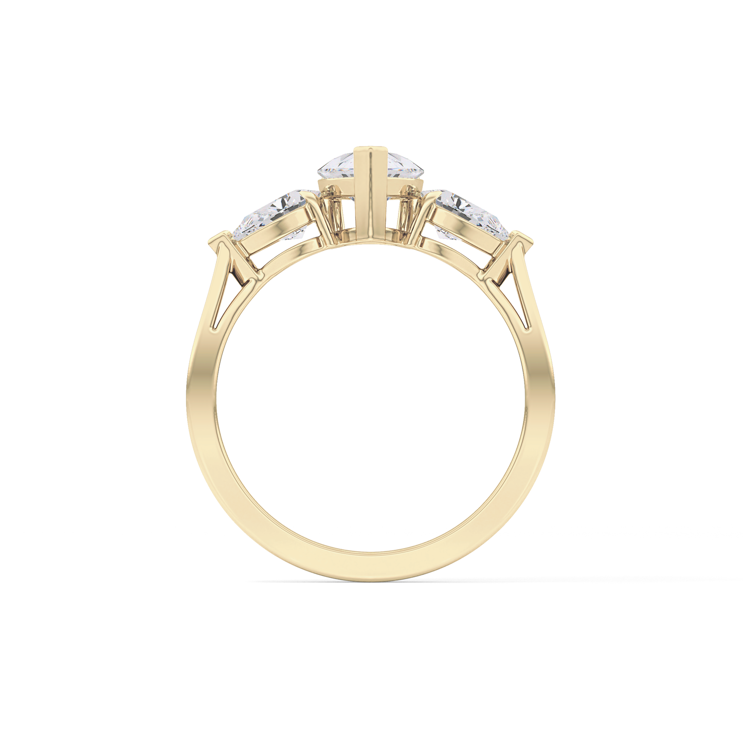 Pear Cut 0.81 Carat Moissanite Ring – Three Stones Setting in Gold