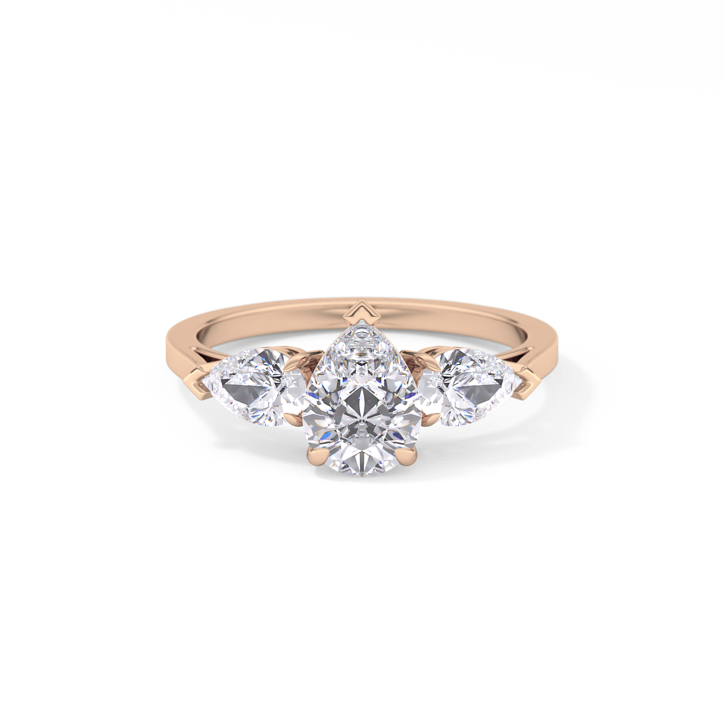 Pear Cut 0.81 Carat Moissanite Ring – Three Stones Setting in Gold