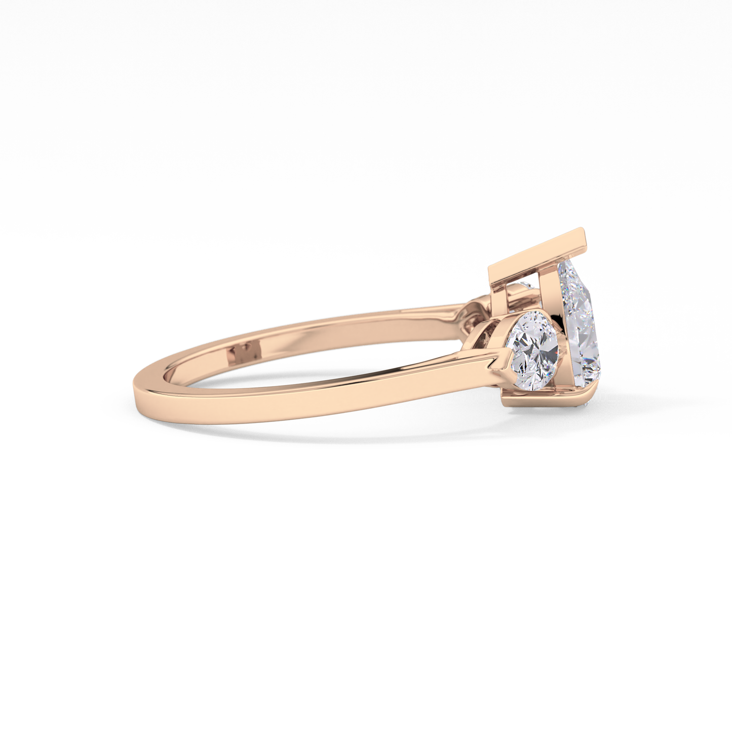 Pear Cut 0.81 Carat Moissanite Ring – Three Stones Setting in Gold
