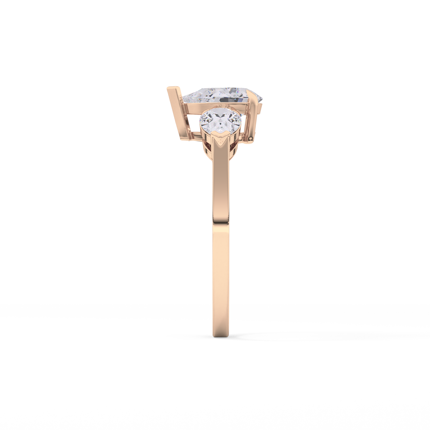 Pear Cut 0.81 Carat Moissanite Ring – Three Stones Setting in Gold