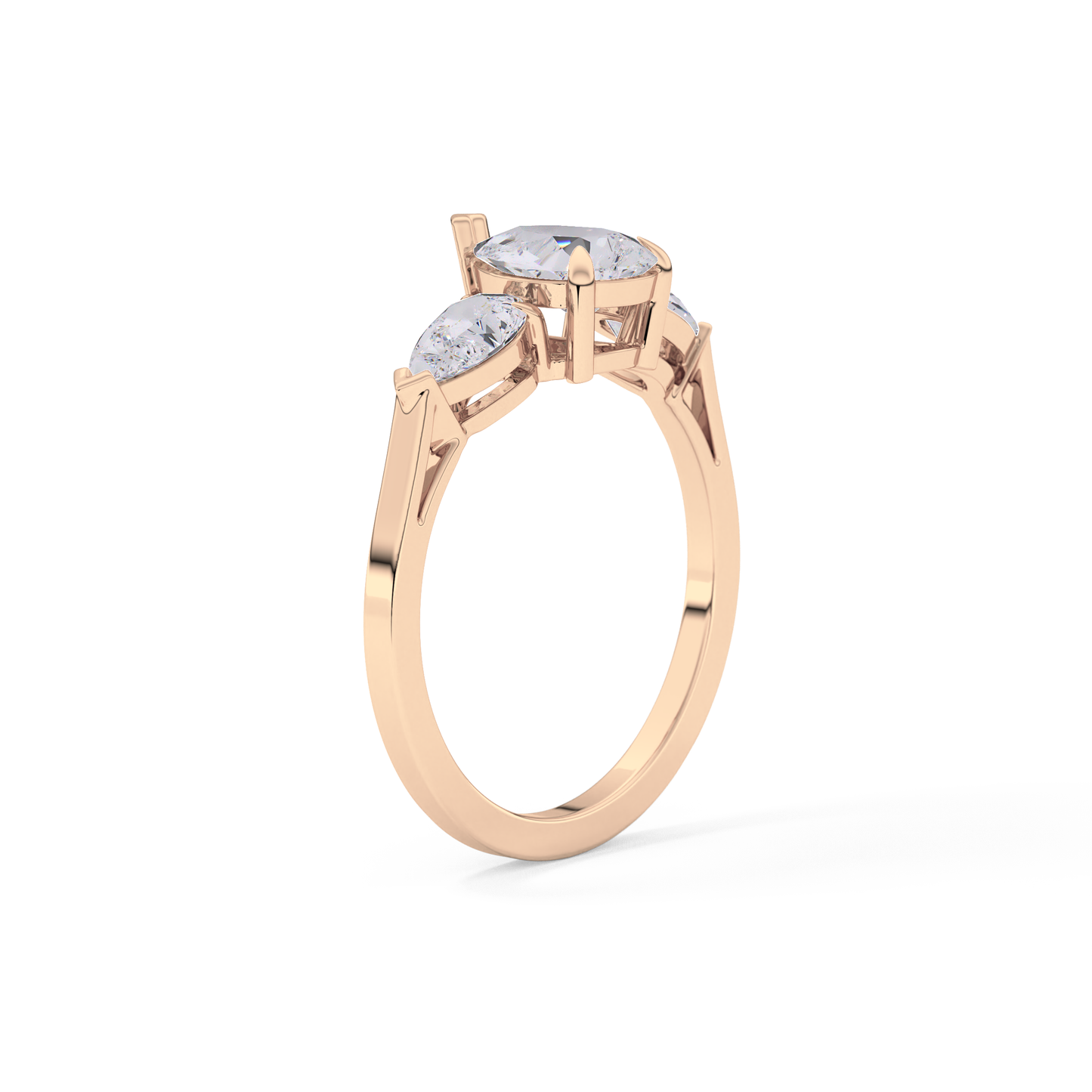 Pear Cut 0.81 Carat Moissanite Ring – Three Stones Setting in Gold