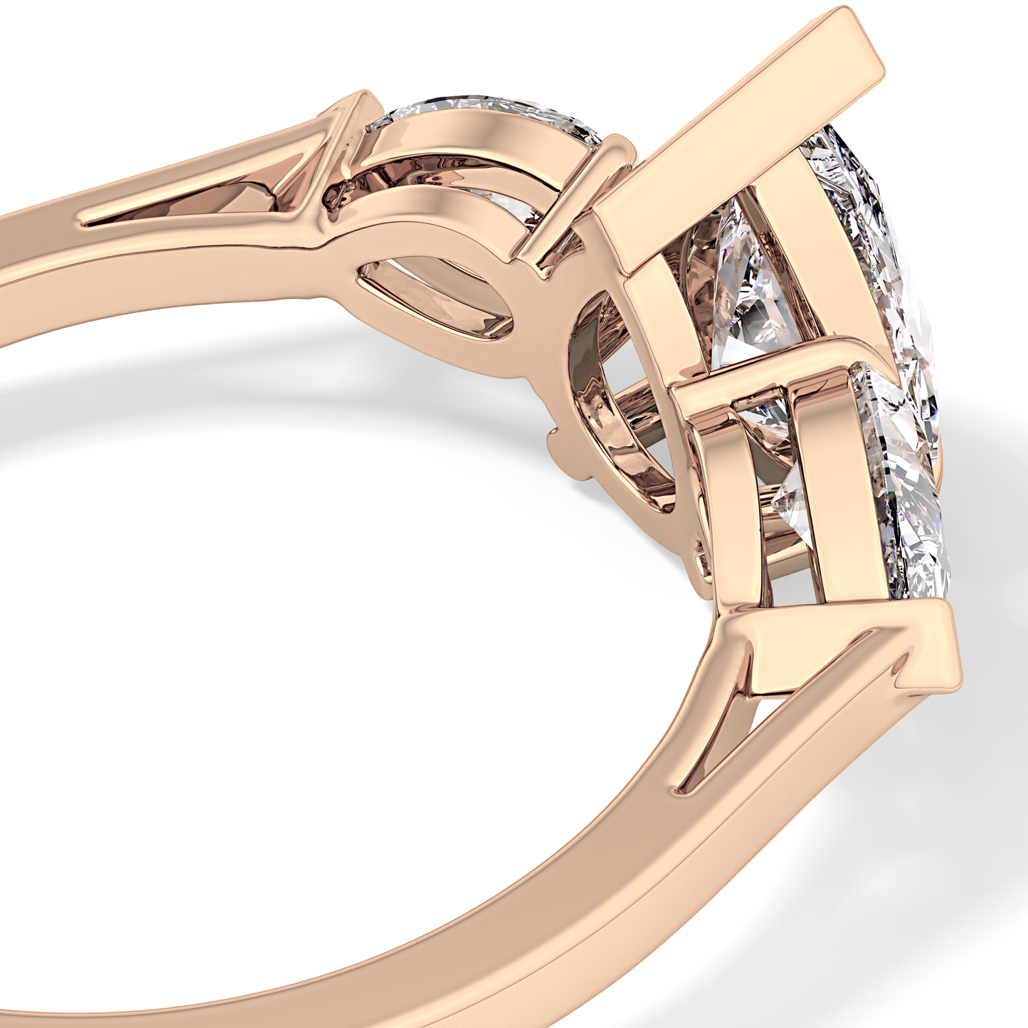 Pear Cut 0.81 Carat Moissanite Ring – Three Stones Setting in Gold