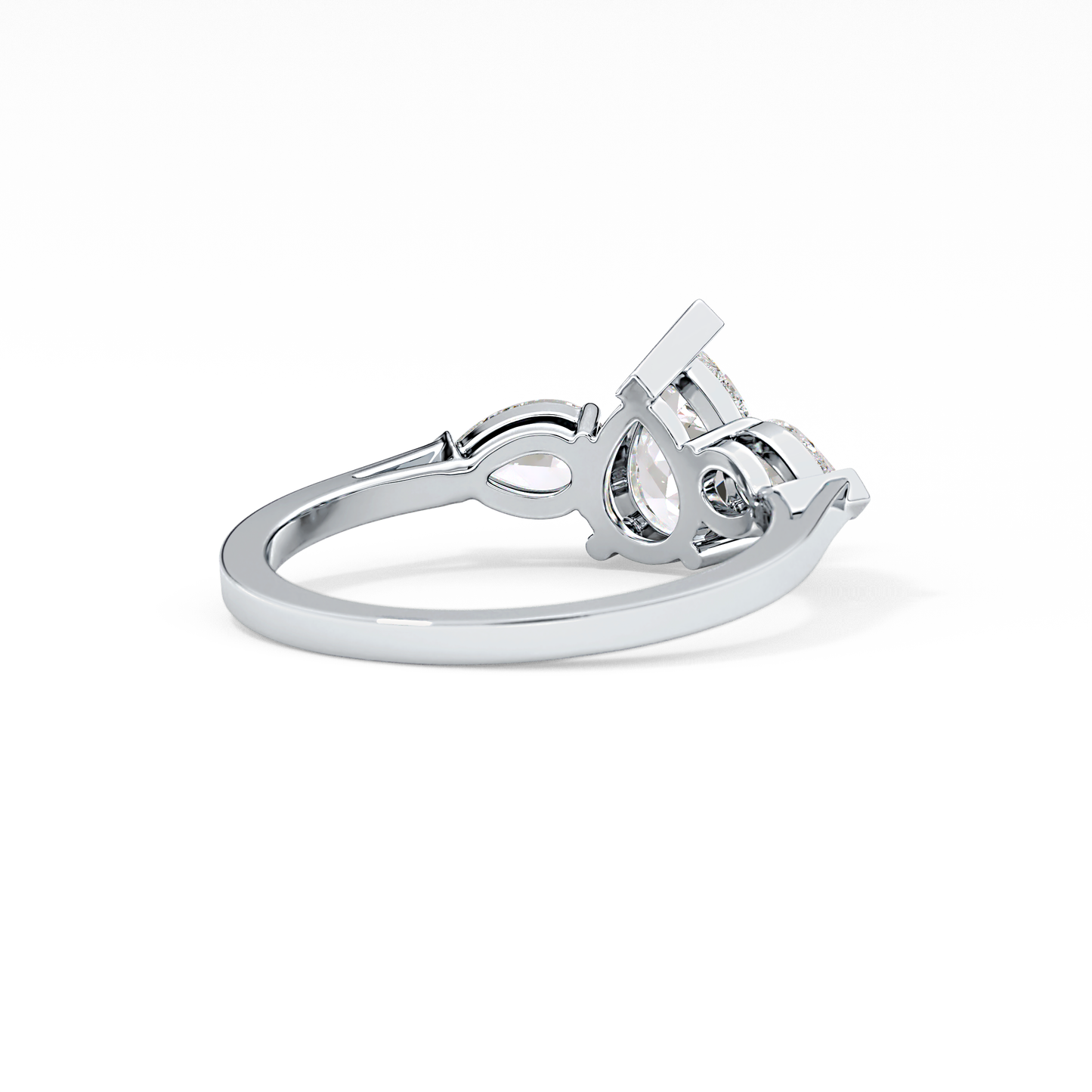 Pear Cut 0.81 Carat Moissanite Ring – Three Stones Setting in Gold