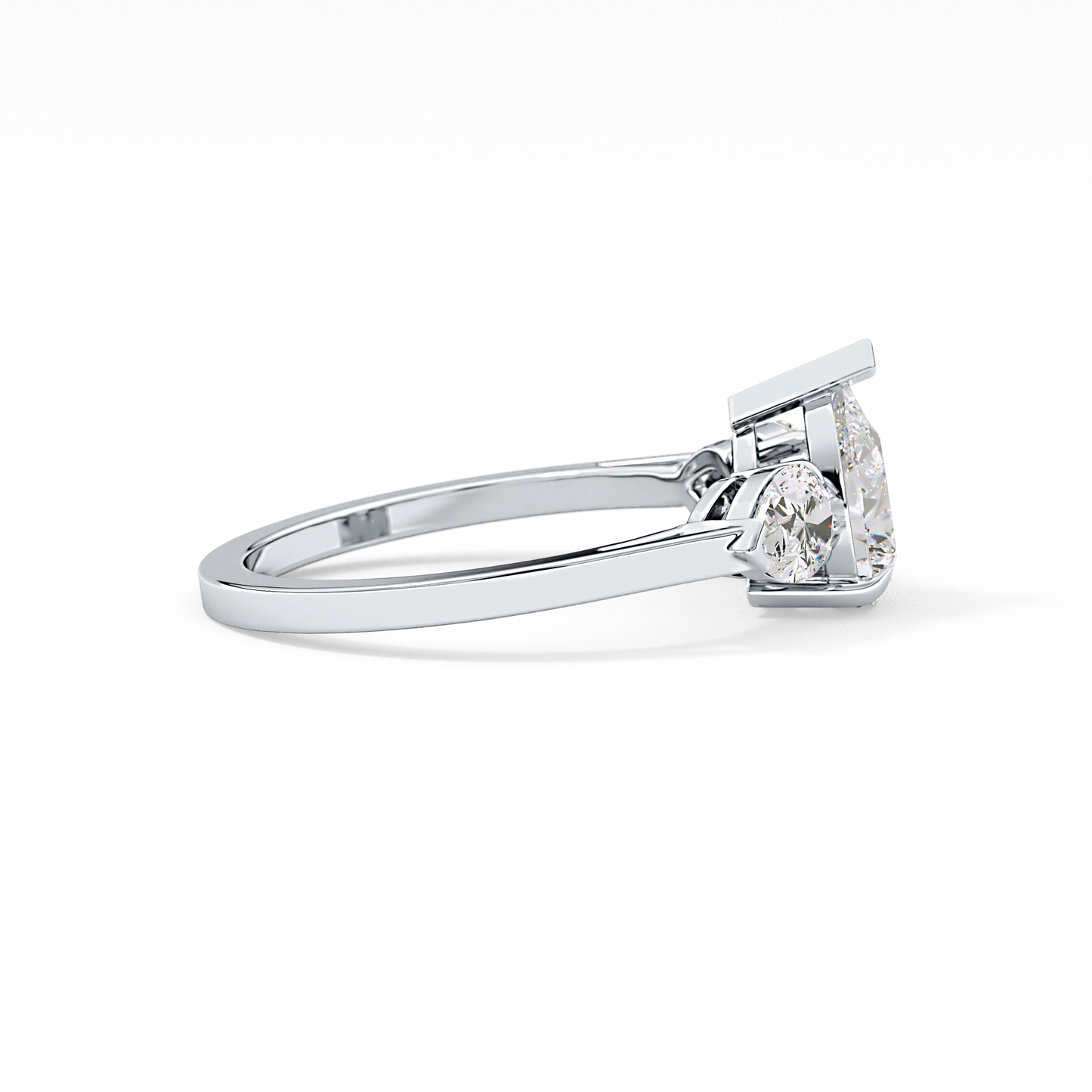 Pear Cut 0.81 Carat Moissanite Ring – Three Stones Setting in Gold