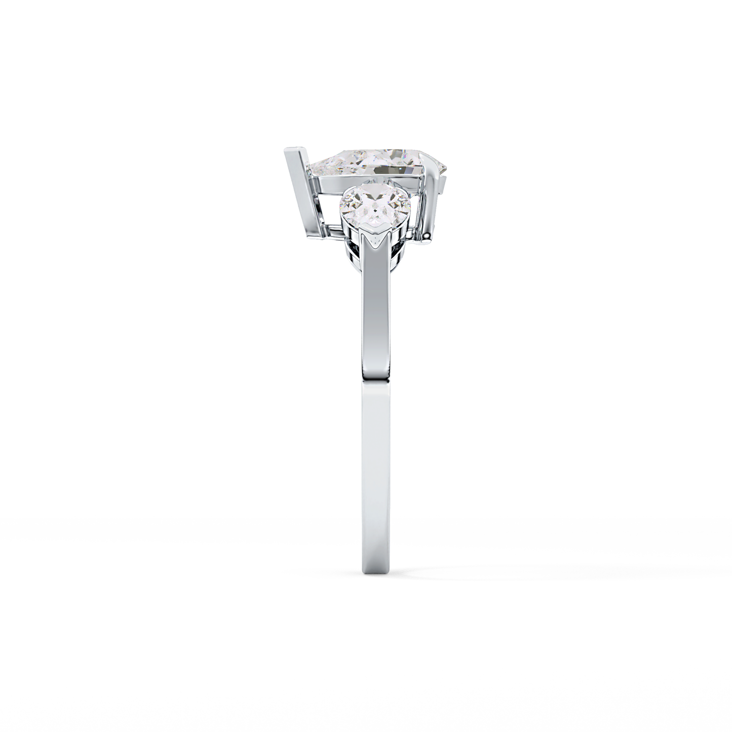Pear Cut 0.81 Carat Moissanite Ring – Three Stones Setting in Gold