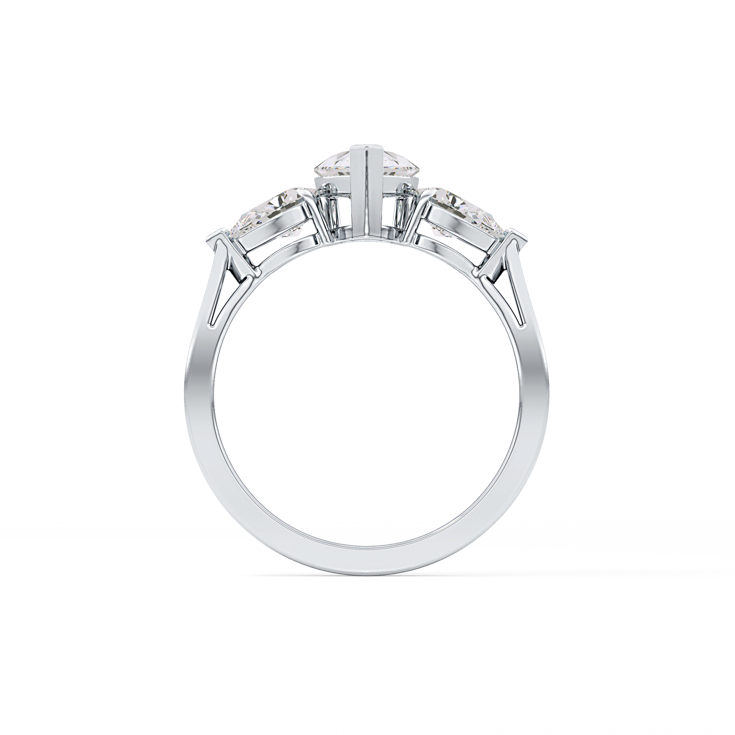 Pear Cut 0.81 Carat Moissanite Ring – Three Stones Setting in Gold