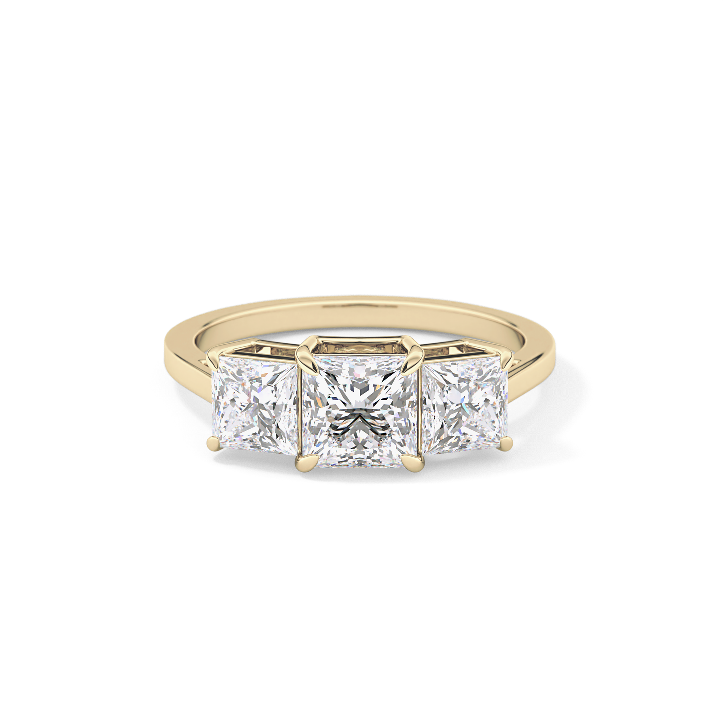 Princess Cut 1.04 Carat Moissanite Ring – Three Stones Setting in Gold