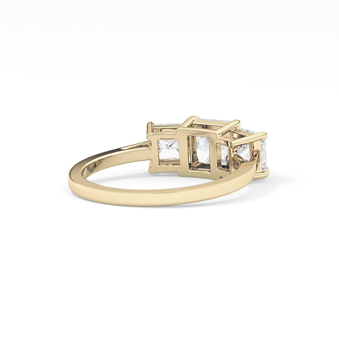Princess Cut 1.04 Carat Moissanite Ring – Three Stones Setting in Gold