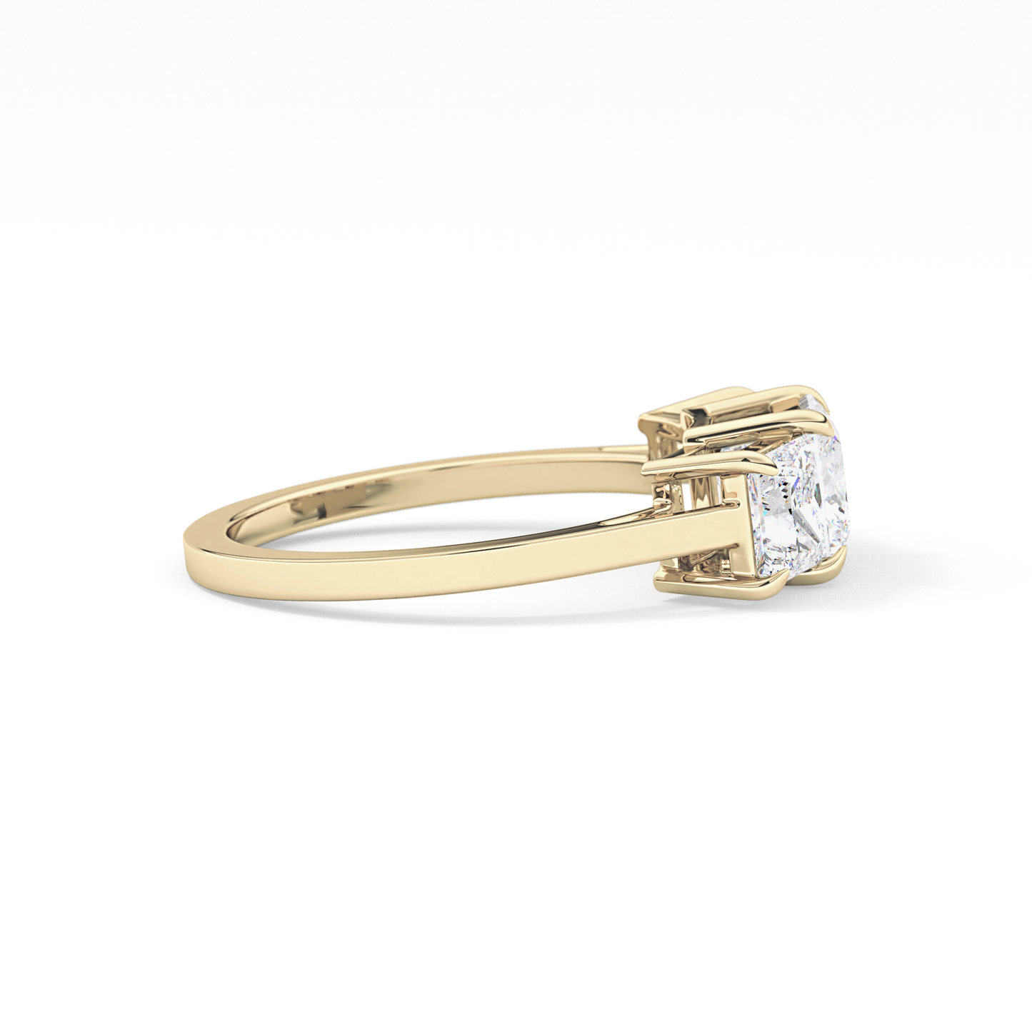 Princess Cut 1.04 Carat Moissanite Ring – Three Stones Setting in Gold