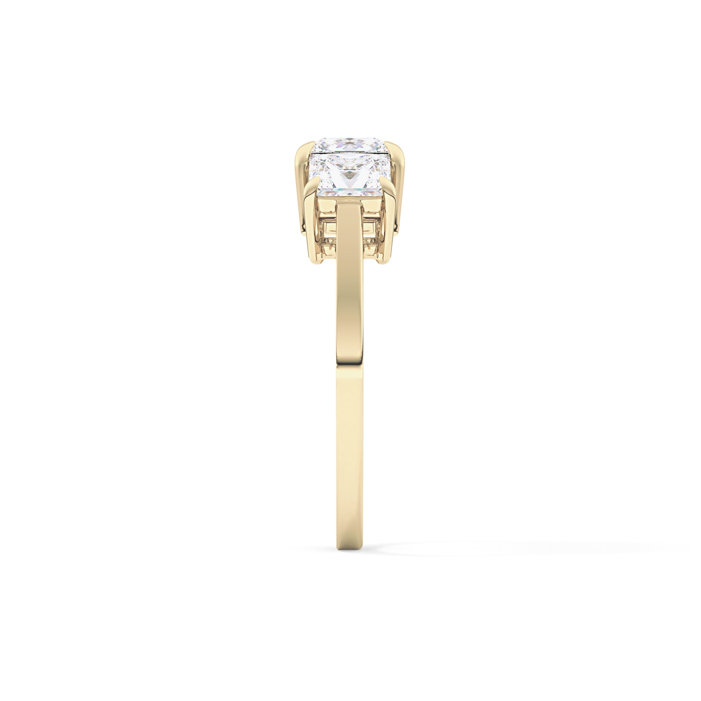 Princess Cut 1.04 Carat Moissanite Ring – Three Stones Setting in Gold