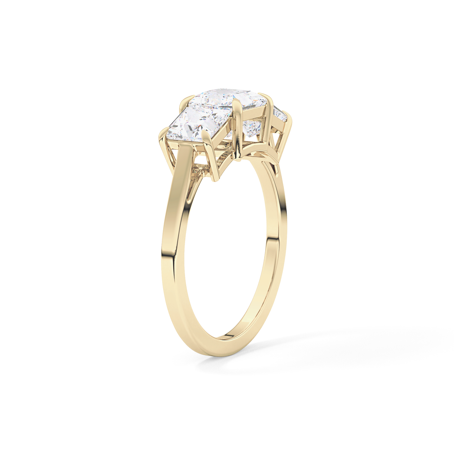 Princess Cut 1.04 Carat Moissanite Ring – Three Stones Setting in Gold