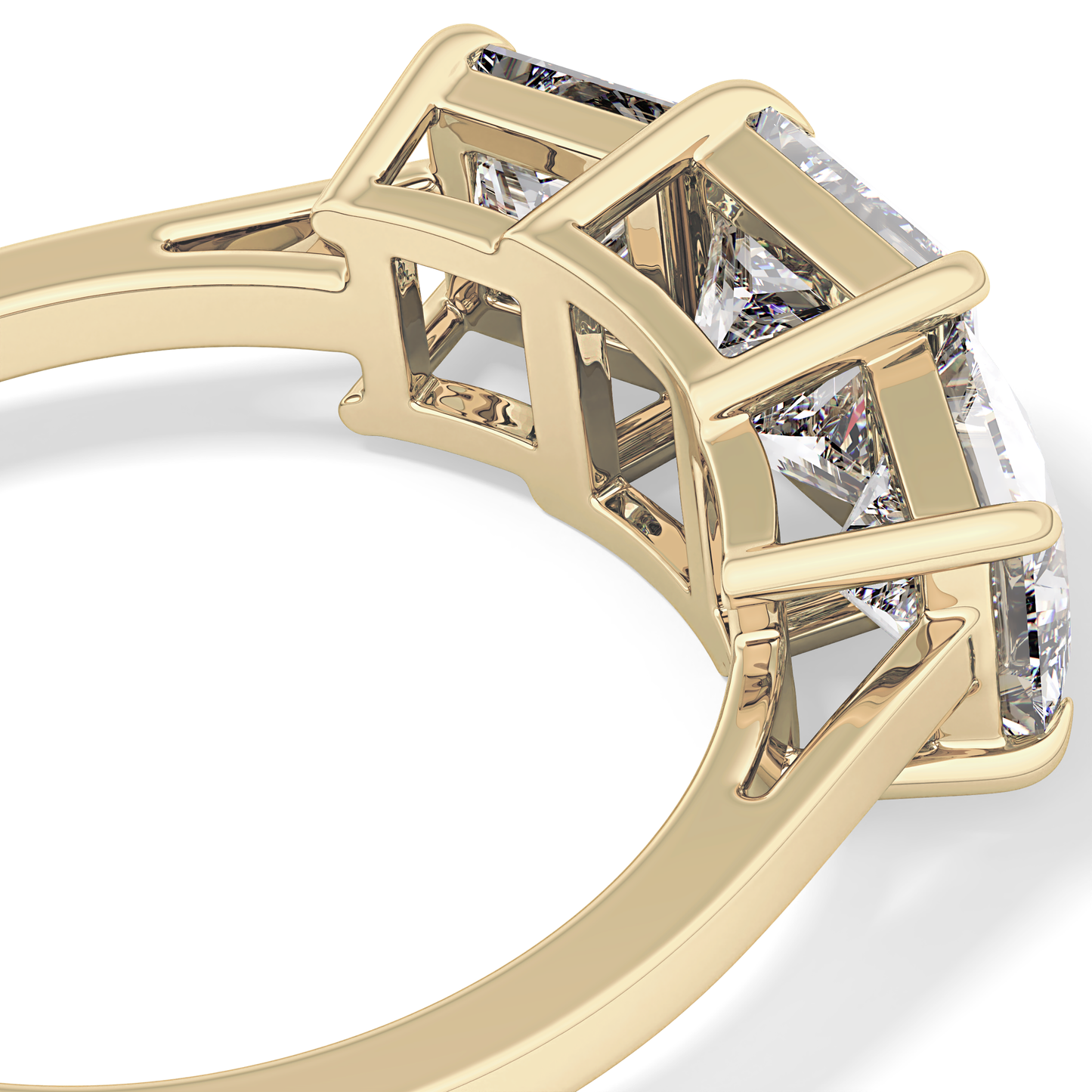 Princess Cut 1.04 Carat Moissanite Ring – Three Stones Setting in Gold