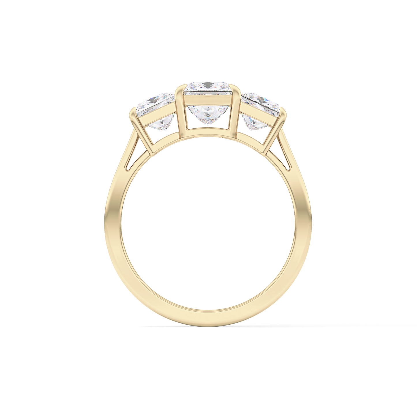 Princess Cut 1.04 Carat Moissanite Ring – Three Stones Setting in Gold