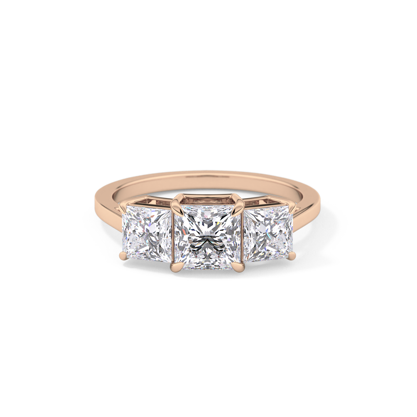 Princess Cut 1.04 Carat Moissanite Ring – Three Stones Setting in Gold