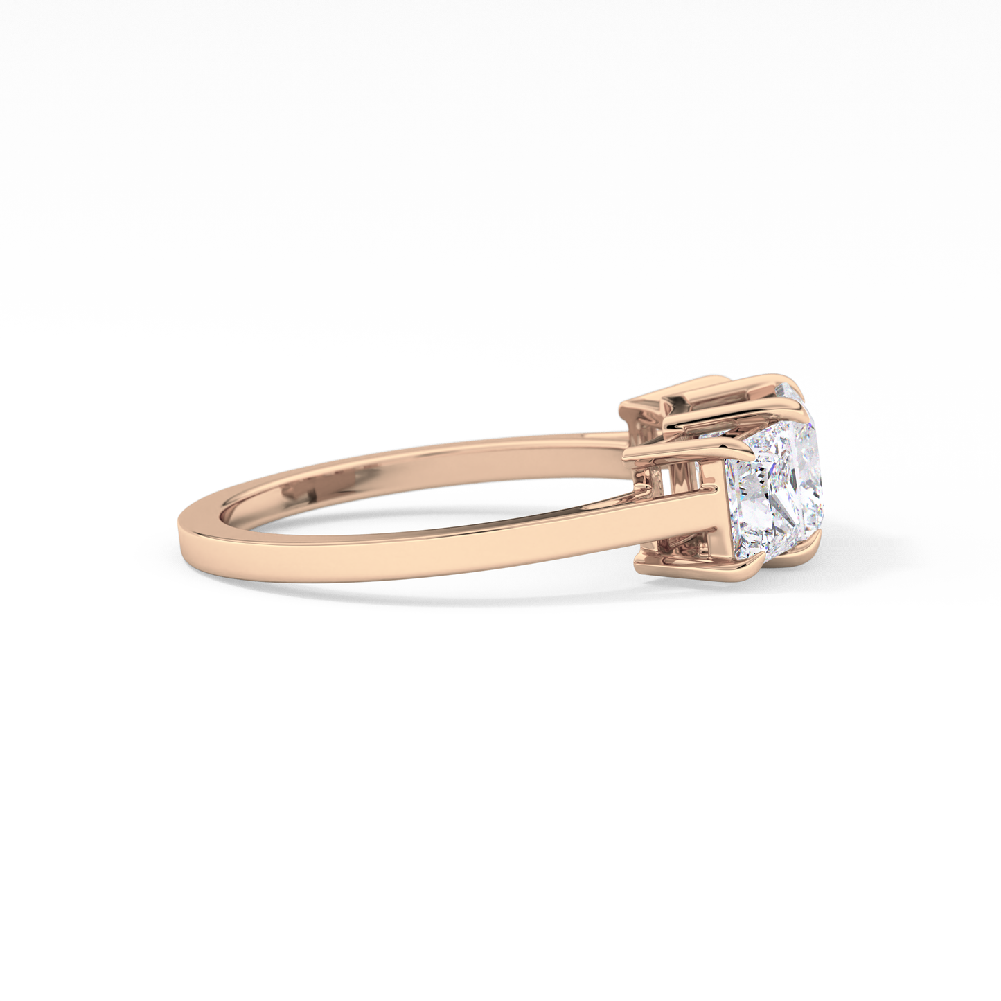 Princess Cut 1.04 Carat Moissanite Ring – Three Stones Setting in Gold