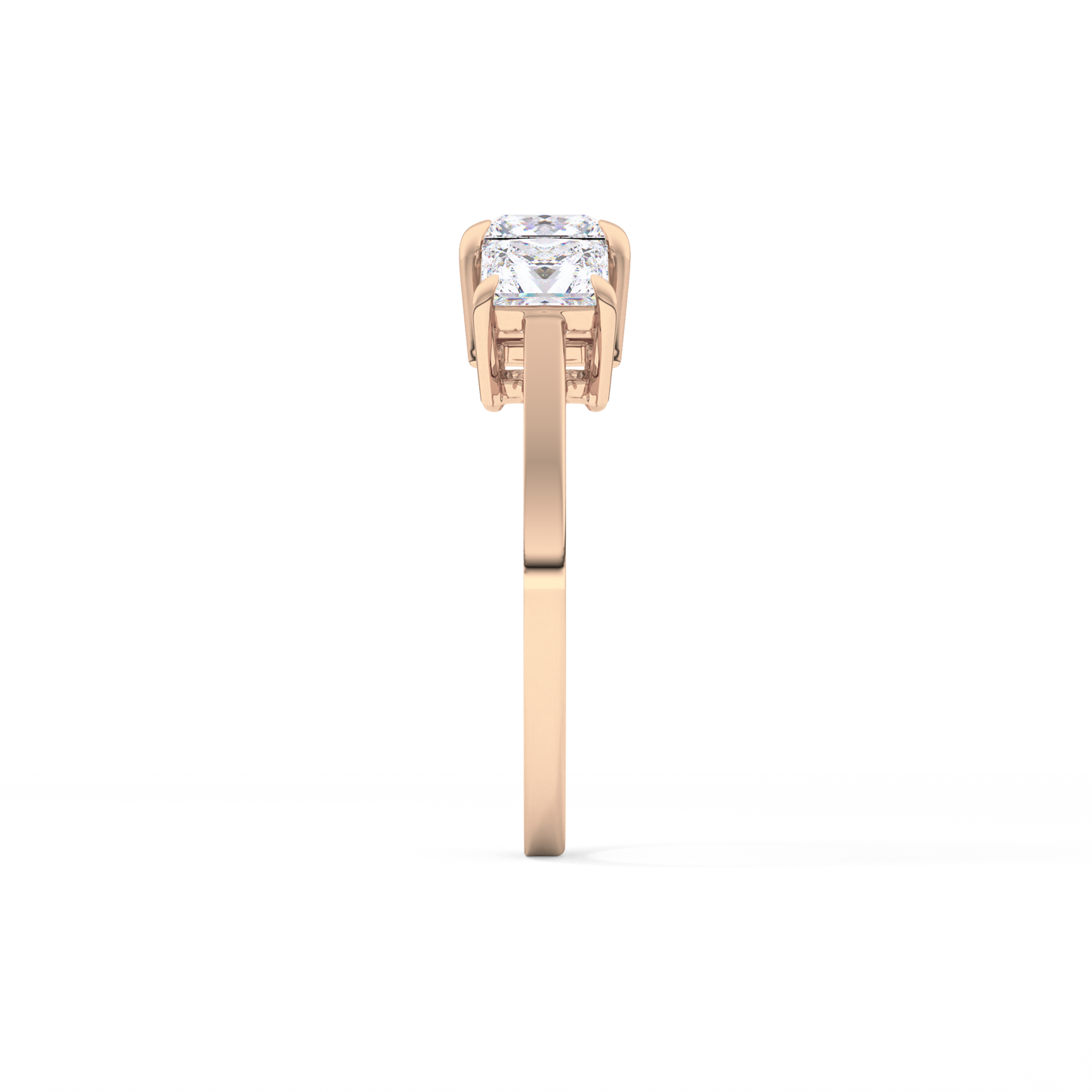 Princess Cut 1.04 Carat Moissanite Ring – Three Stones Setting in Gold