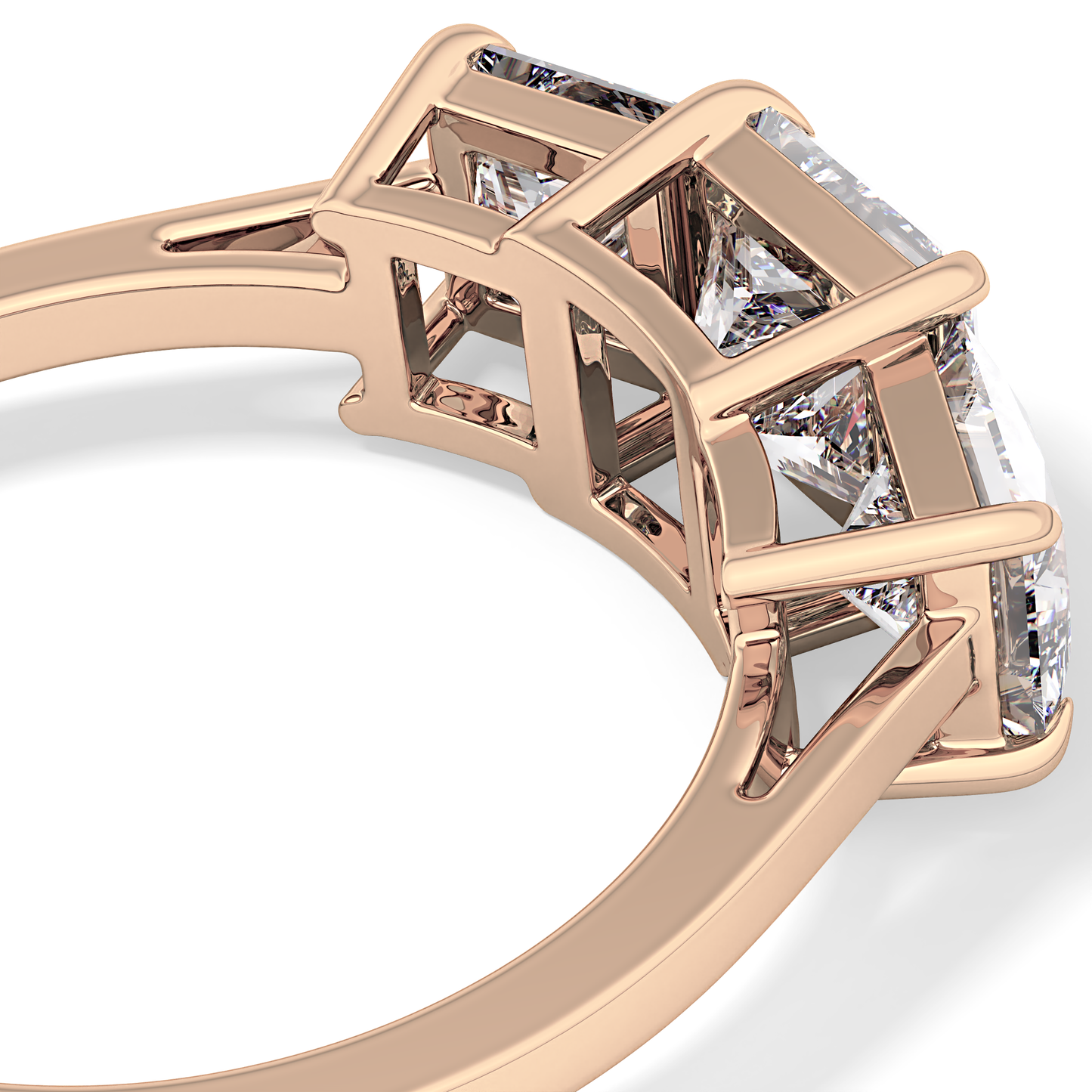 Princess Cut 1.04 Carat Moissanite Ring – Three Stones Setting in Gold