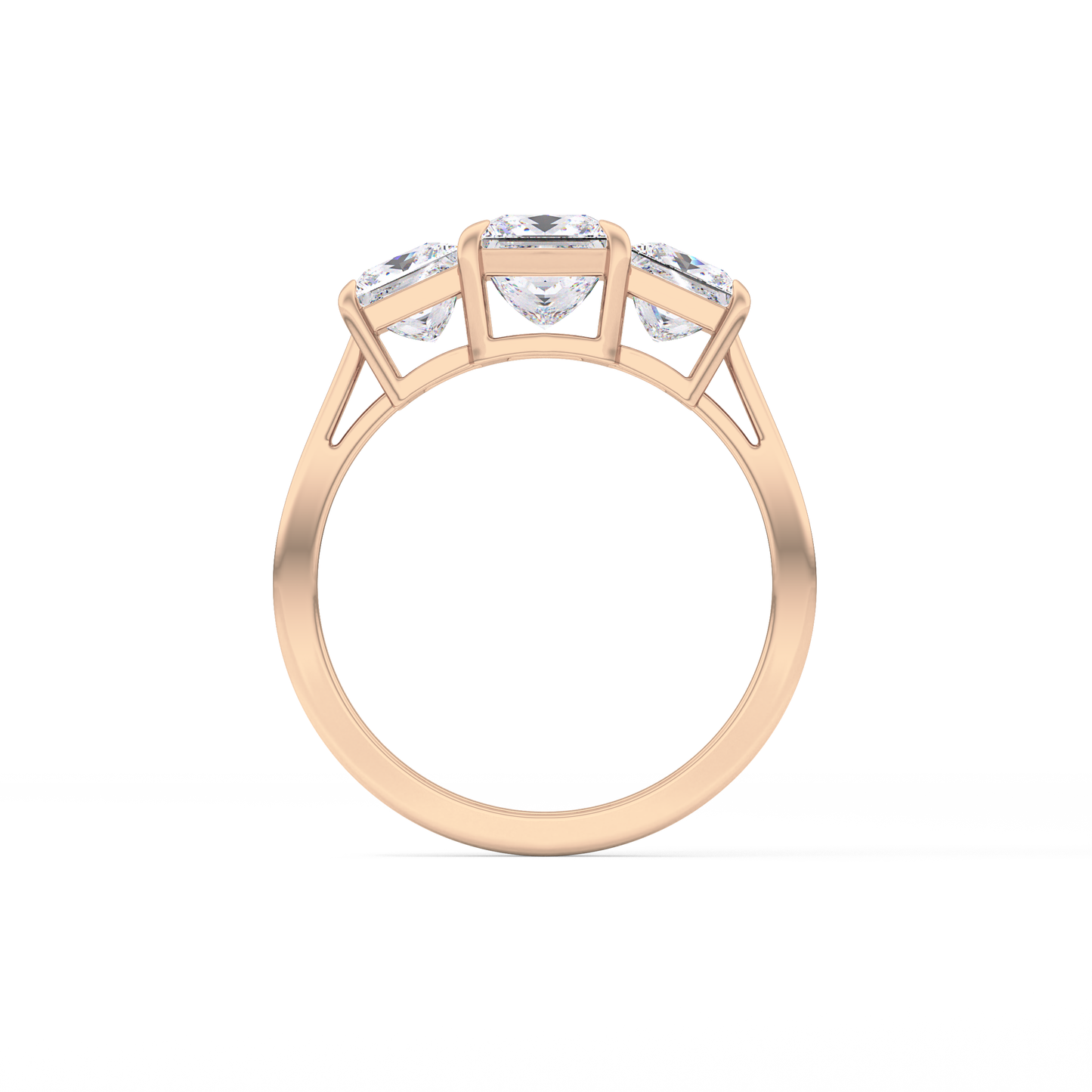 Princess Cut 1.04 Carat Moissanite Ring – Three Stones Setting in Gold