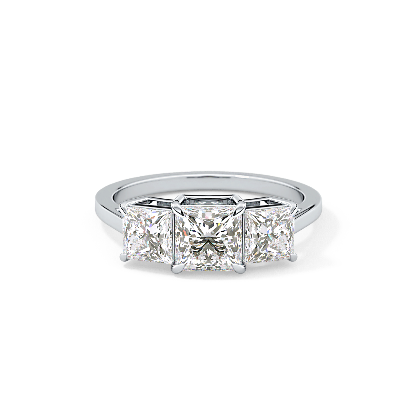 Princess Cut 1.04 Carat Moissanite Ring – Three Stones Setting in Gold