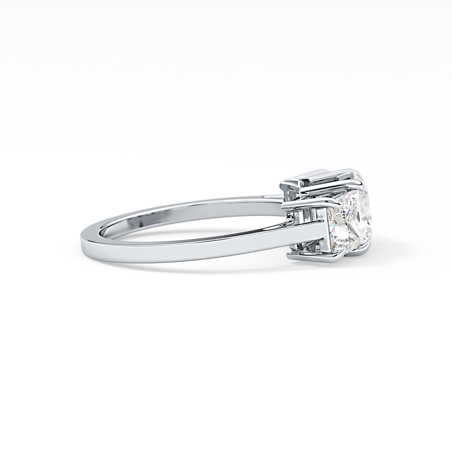 Princess Cut 1.04 Carat Moissanite Ring – Three Stones Setting in Gold