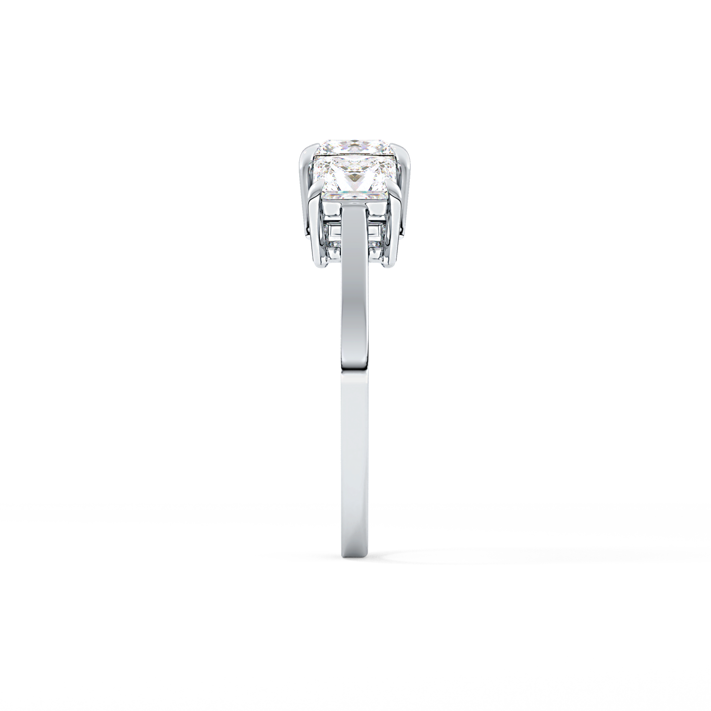 Princess Cut 1.04 Carat Moissanite Ring – Three Stones Setting in Gold