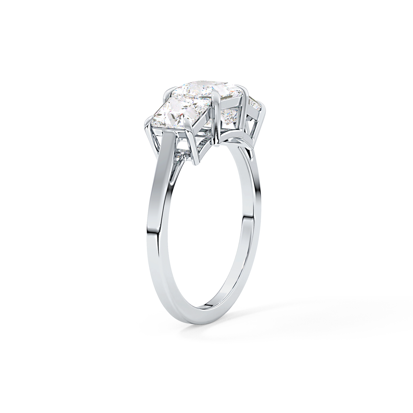 Princess Cut 1.04 Carat Moissanite Ring – Three Stones Setting in Gold