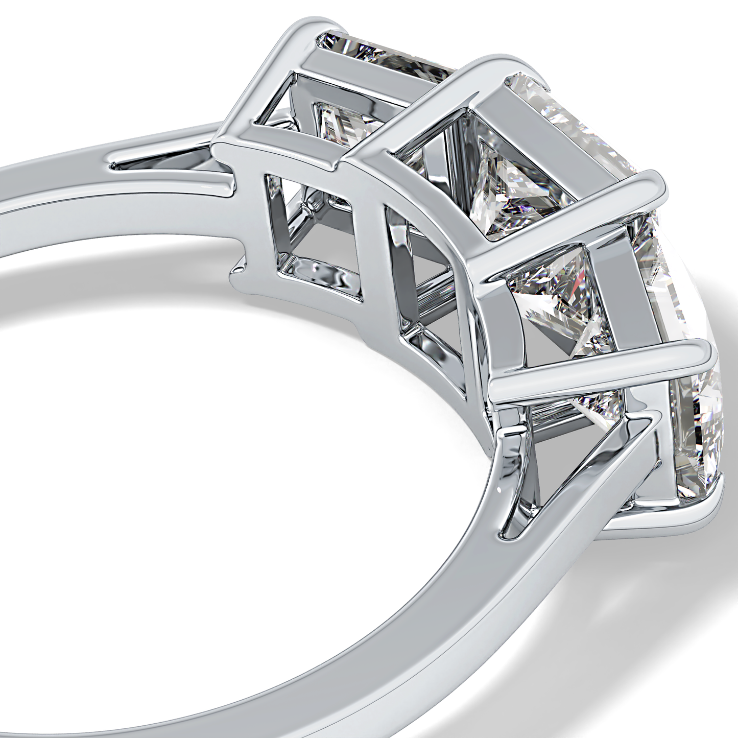 Princess Cut 1.04 Carat Moissanite Ring – Three Stones Setting in Gold