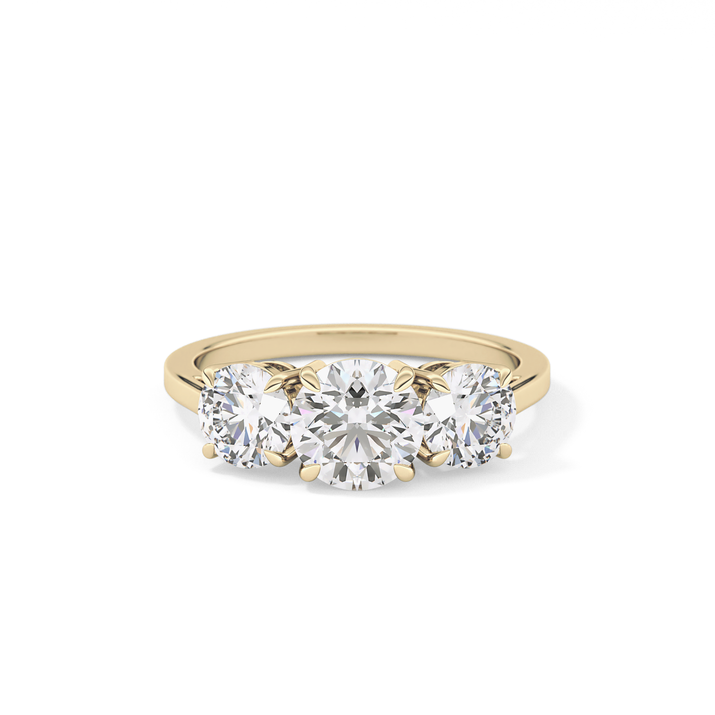 Round Cut 1.03 Carat Moissanite Ring – Three Stones Setting in Gold