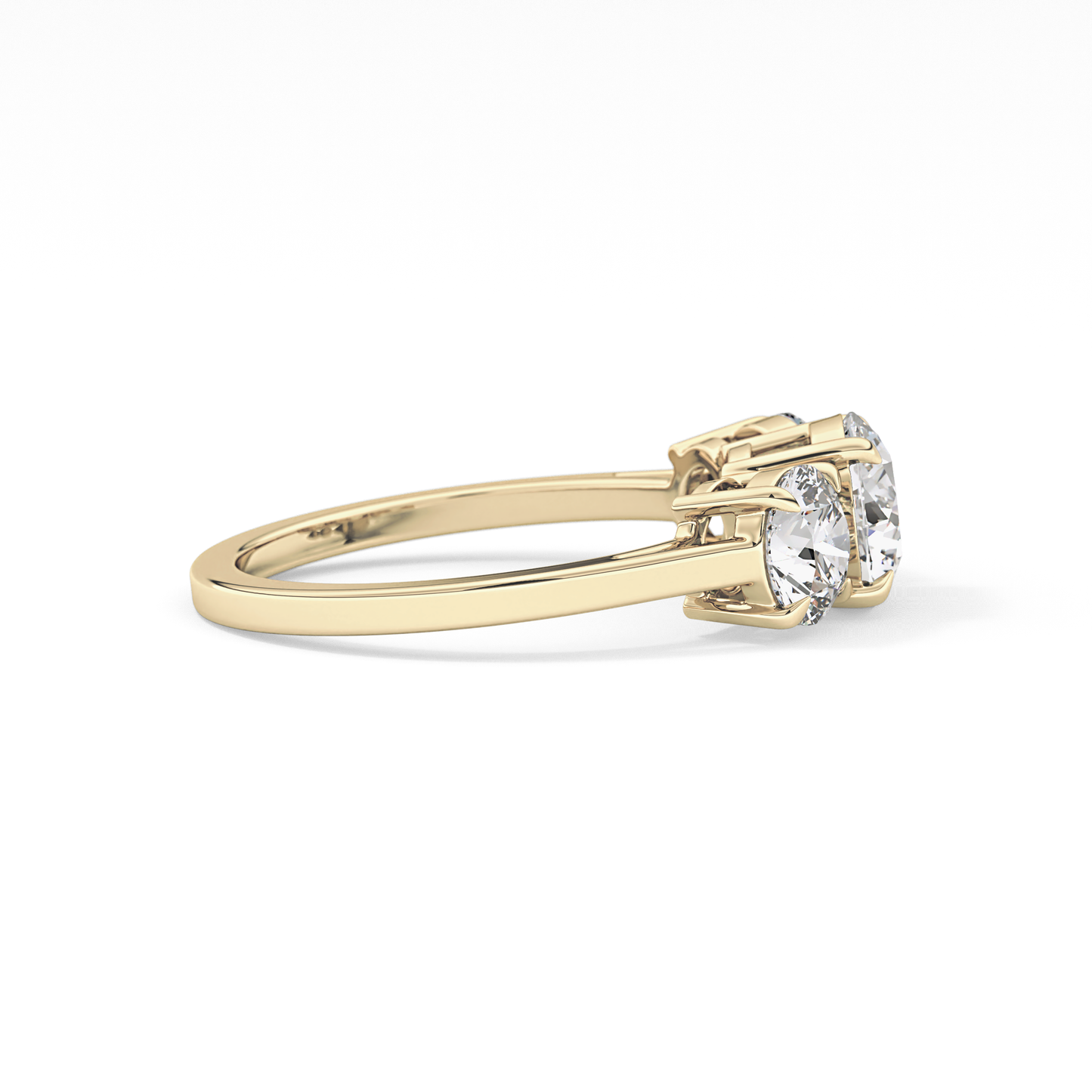Round Cut 1.03 Carat Moissanite Ring – Three Stones Setting in Gold