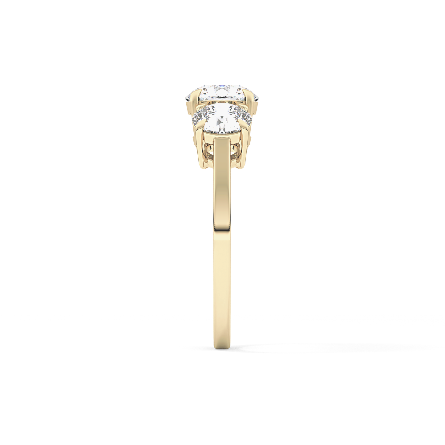 Round Cut 1.03 Carat Moissanite Ring – Three Stones Setting in Gold
