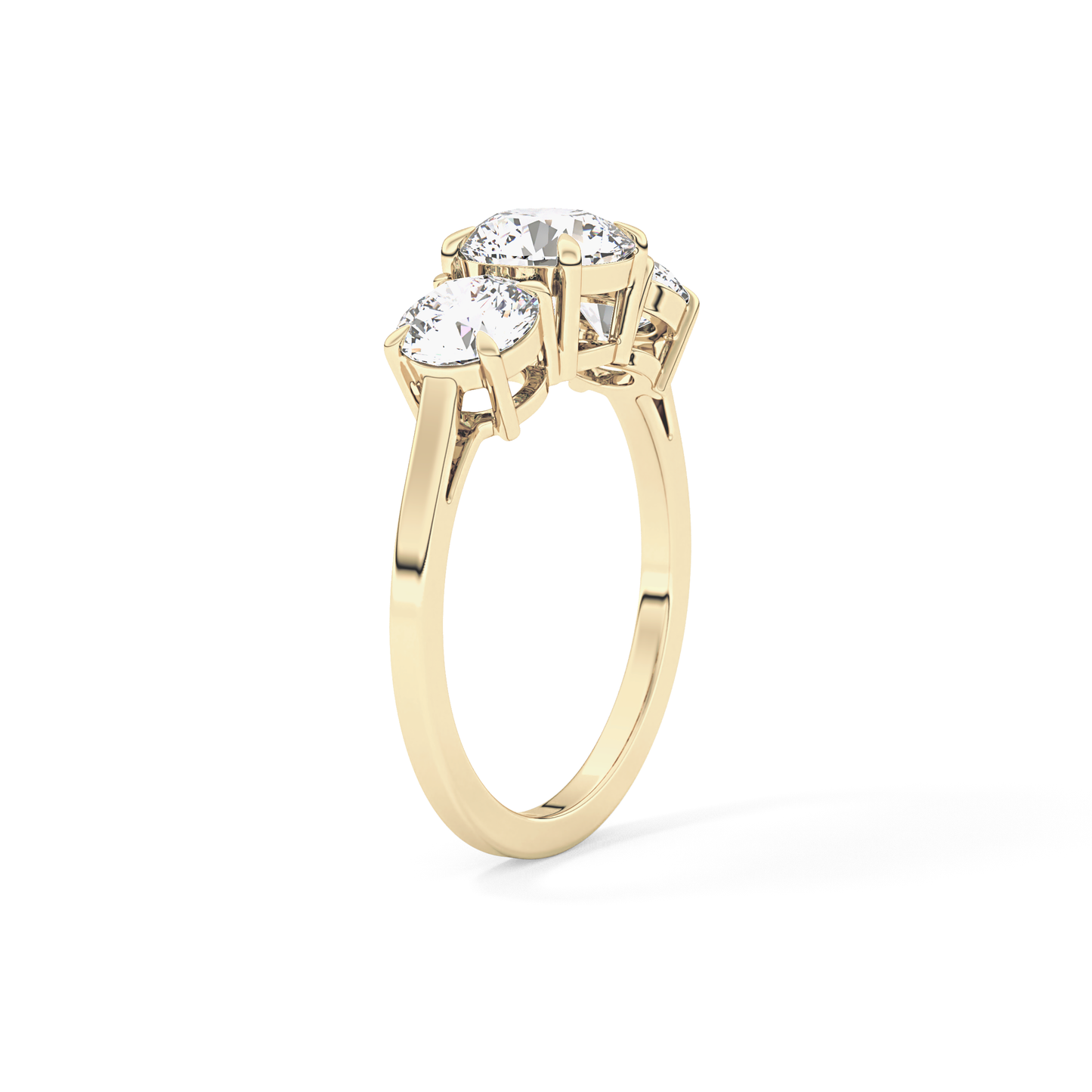 Round Cut 1.03 Carat Moissanite Ring – Three Stones Setting in Gold