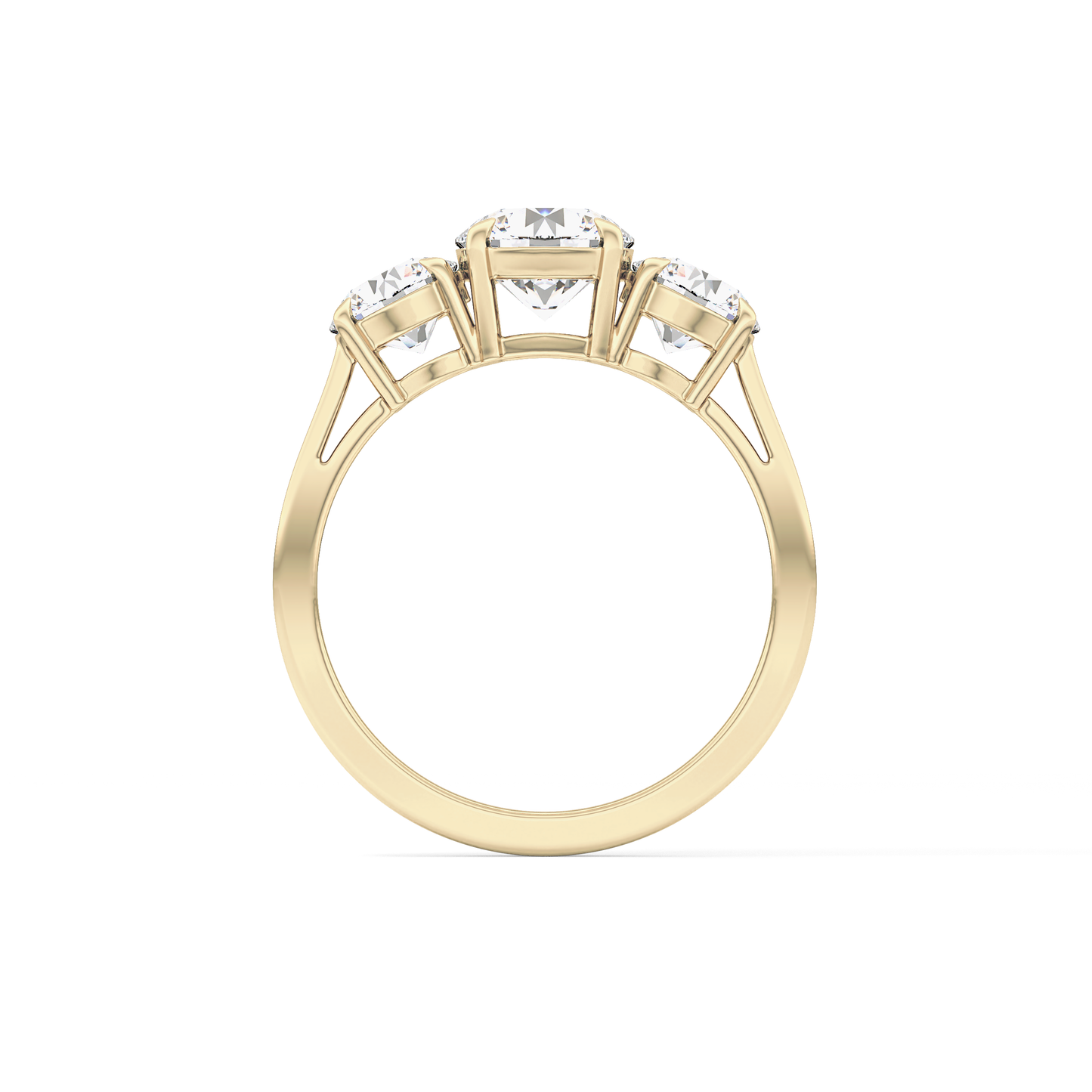 Round Cut 1.03 Carat Moissanite Ring – Three Stones Setting in Gold
