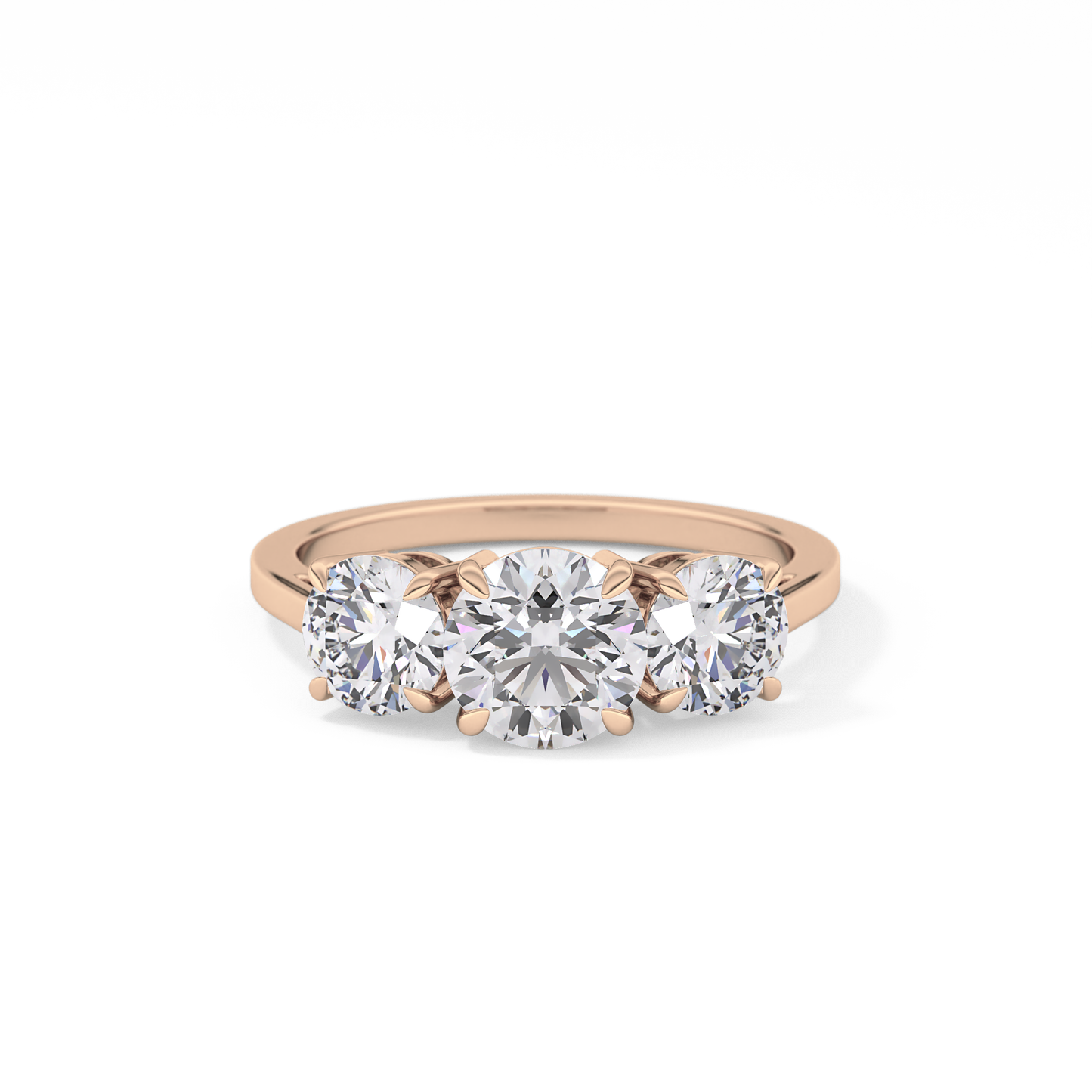 Round Cut 1.03 Carat Moissanite Ring – Three Stones Setting in Gold
