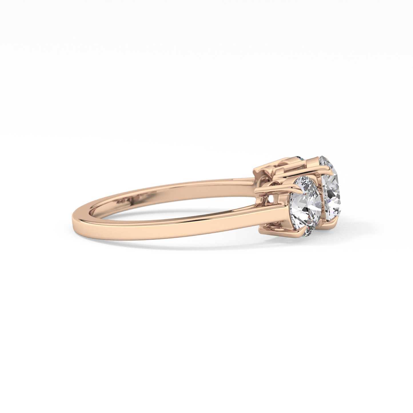 Round Cut 1.03 Carat Moissanite Ring – Three Stones Setting in Gold